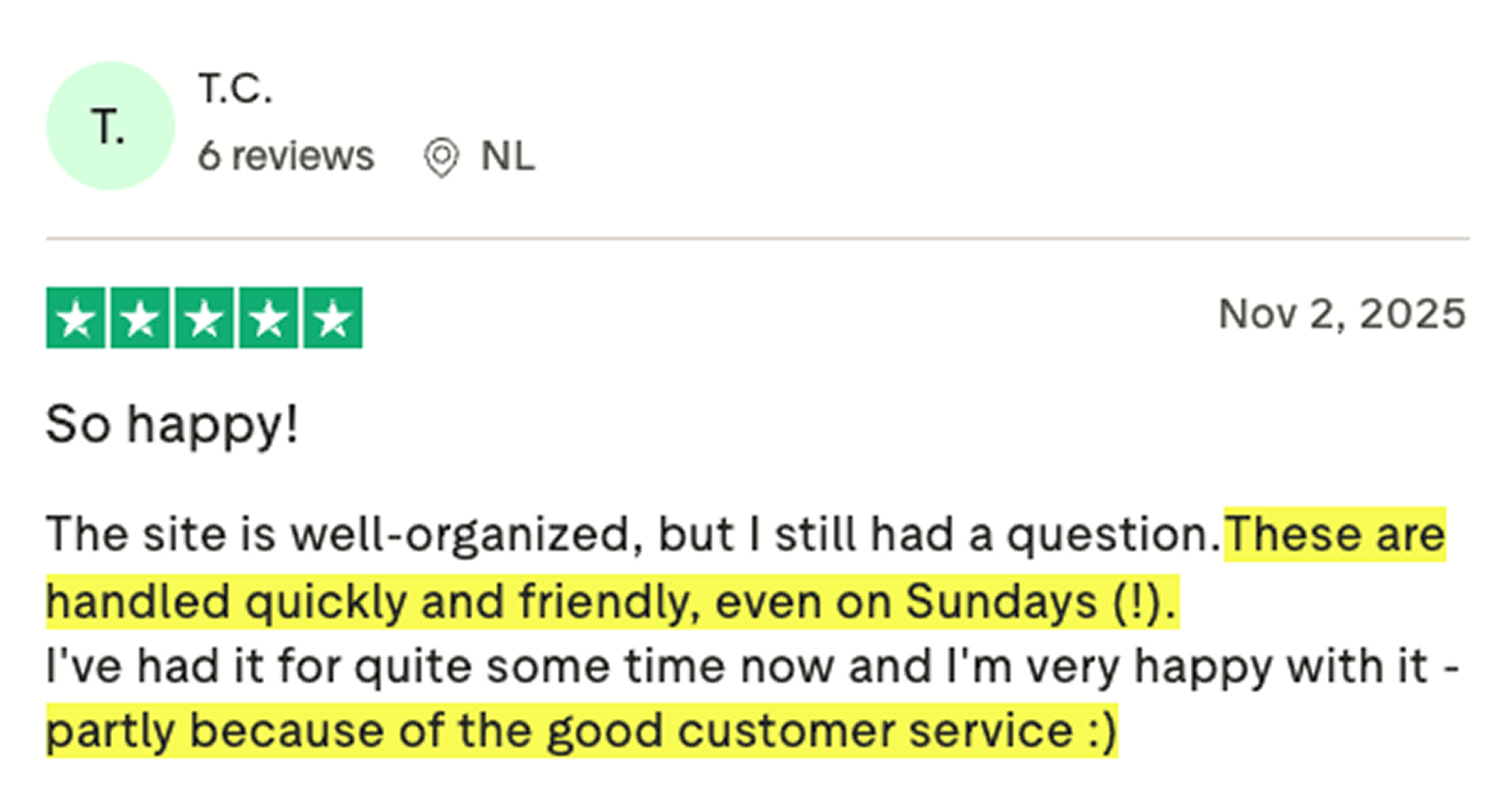 5-star customer review