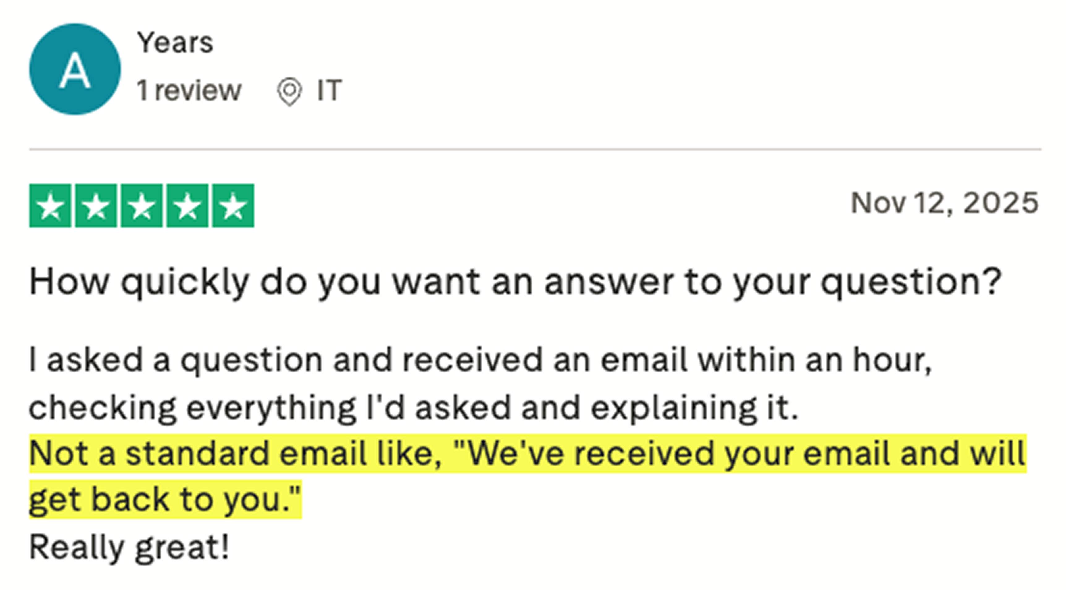 5-star customer review